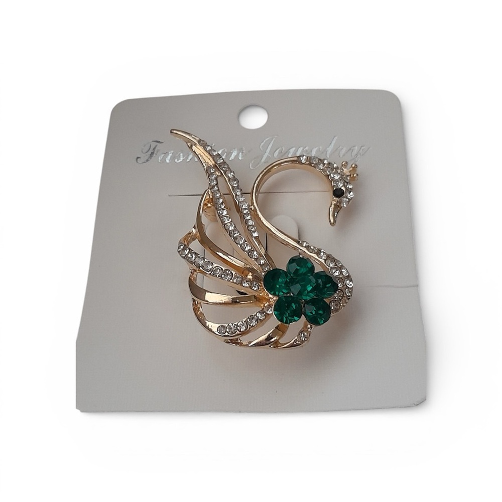 Swan Brooch with Rhinestone